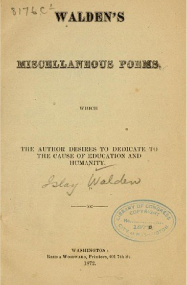Cover of Islay Walden's Miscellaneous Poems, 1872